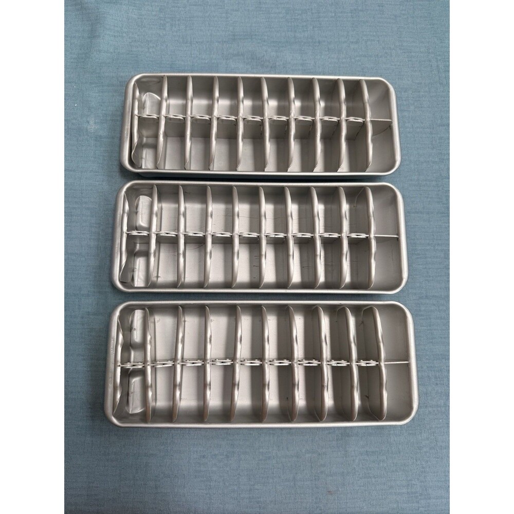3 Vintage Aluminum Metal Ice Cube Tray 20 Cubes Easy Release 1937 US 2147495
